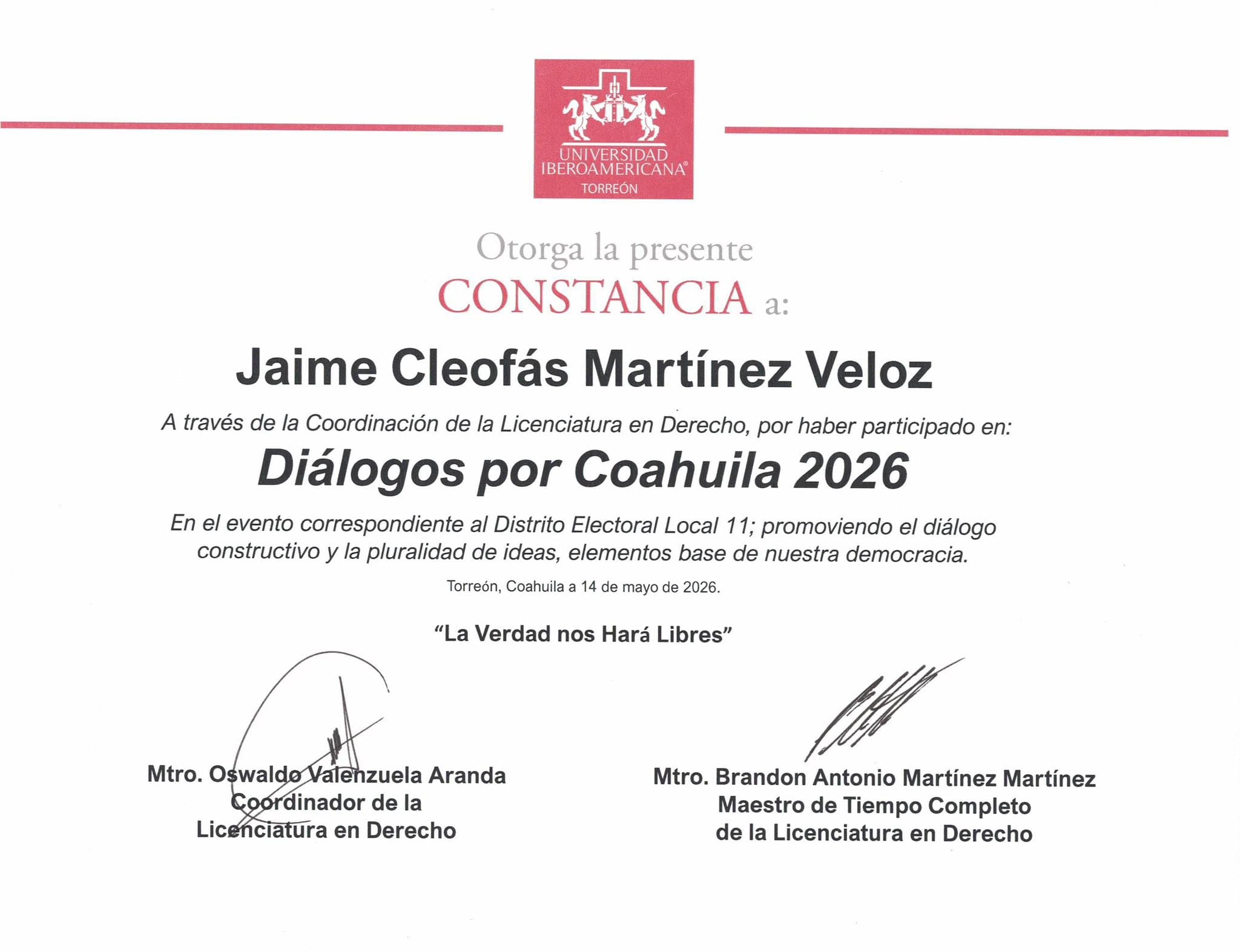 Mensaje de agradecimiento a la Universidad Iberoamericana Torreón — foto 4